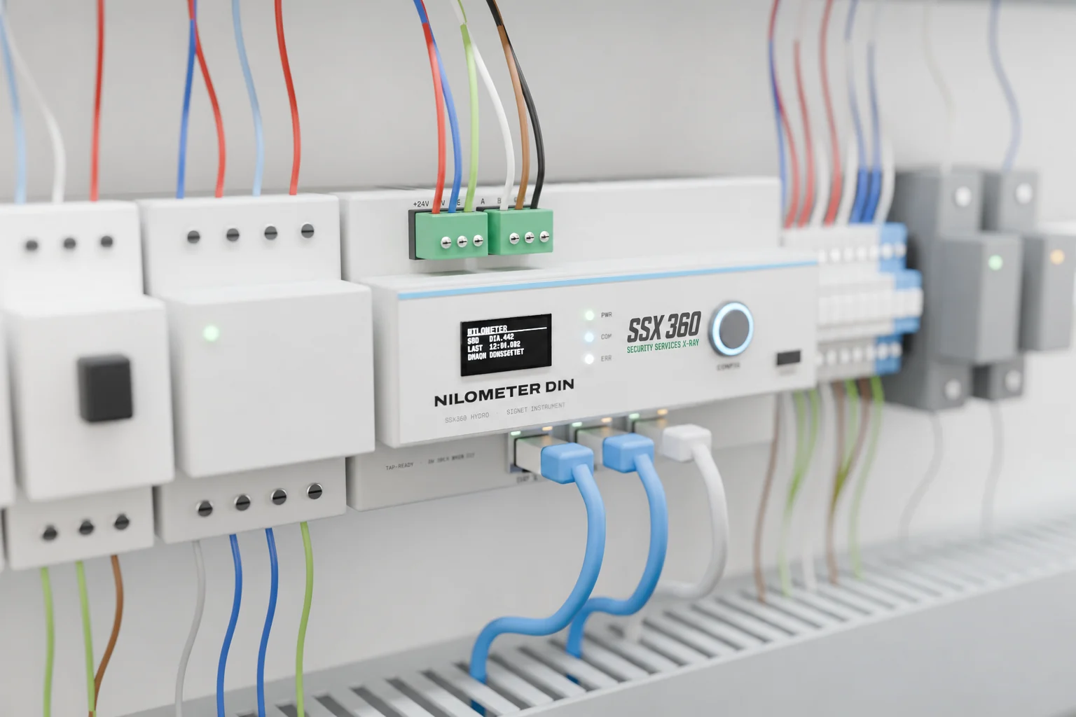 Nilometer DIN mounted in a water-system control cabinet